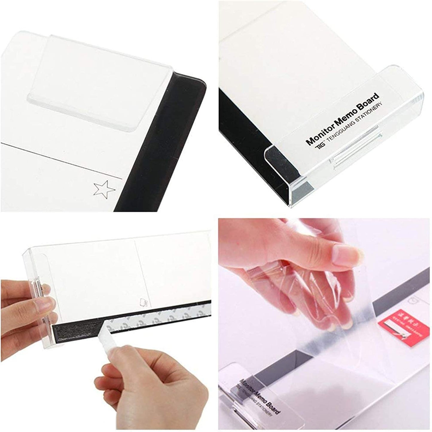 Acrylic Transparent Computer Monitor Side Panel/Memo Pads w/ Phone Holder