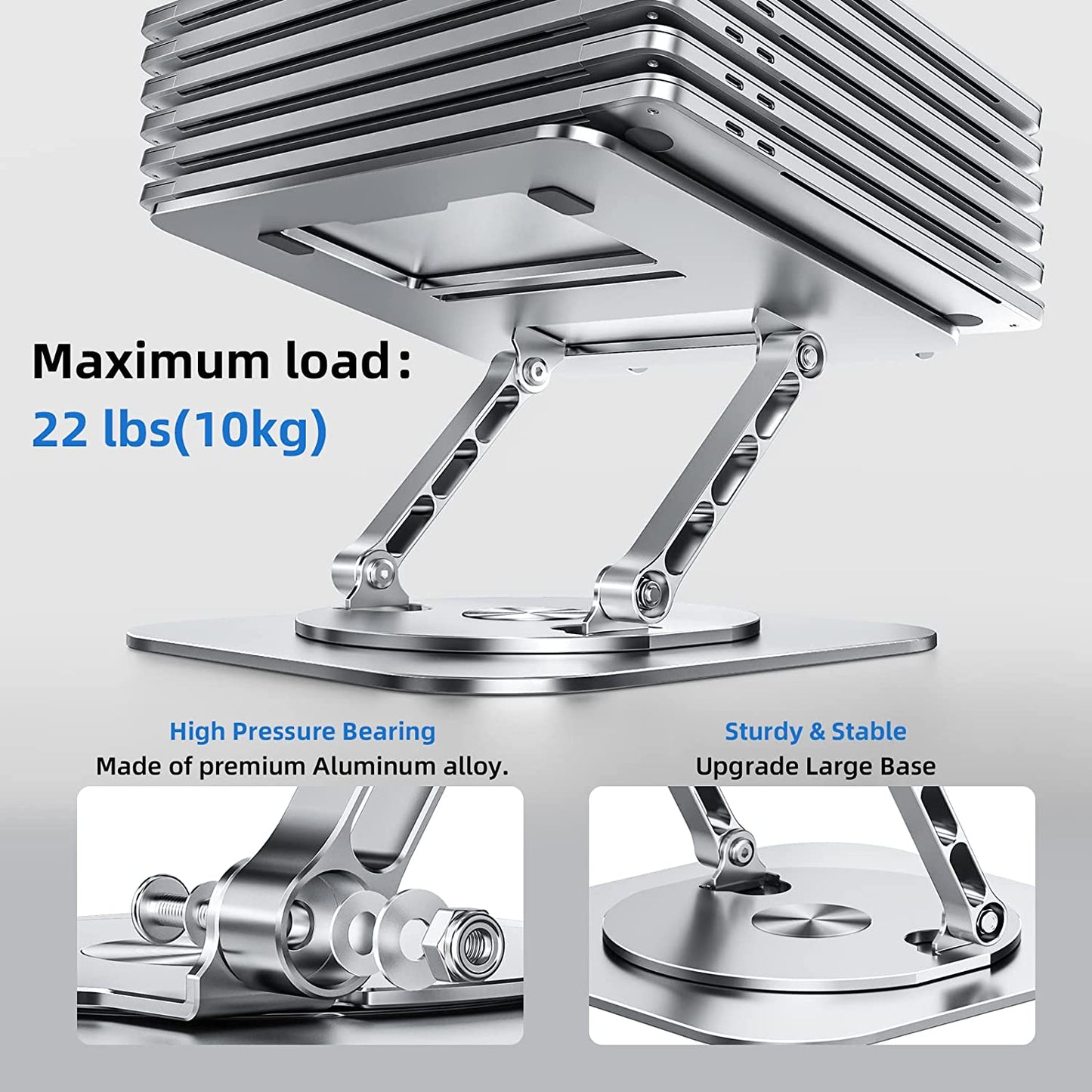 Adjustable Laptop Ergonomic Stand w/ 360 Degrees Rotating Base