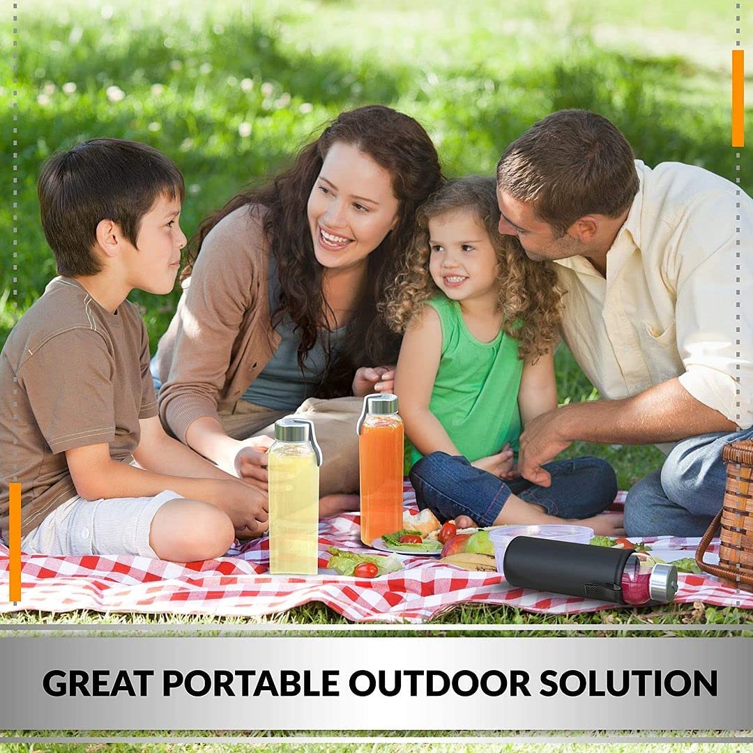 Reusable Juicing Bottle w/ Protective Sleeve & Leak Proof 6pcs