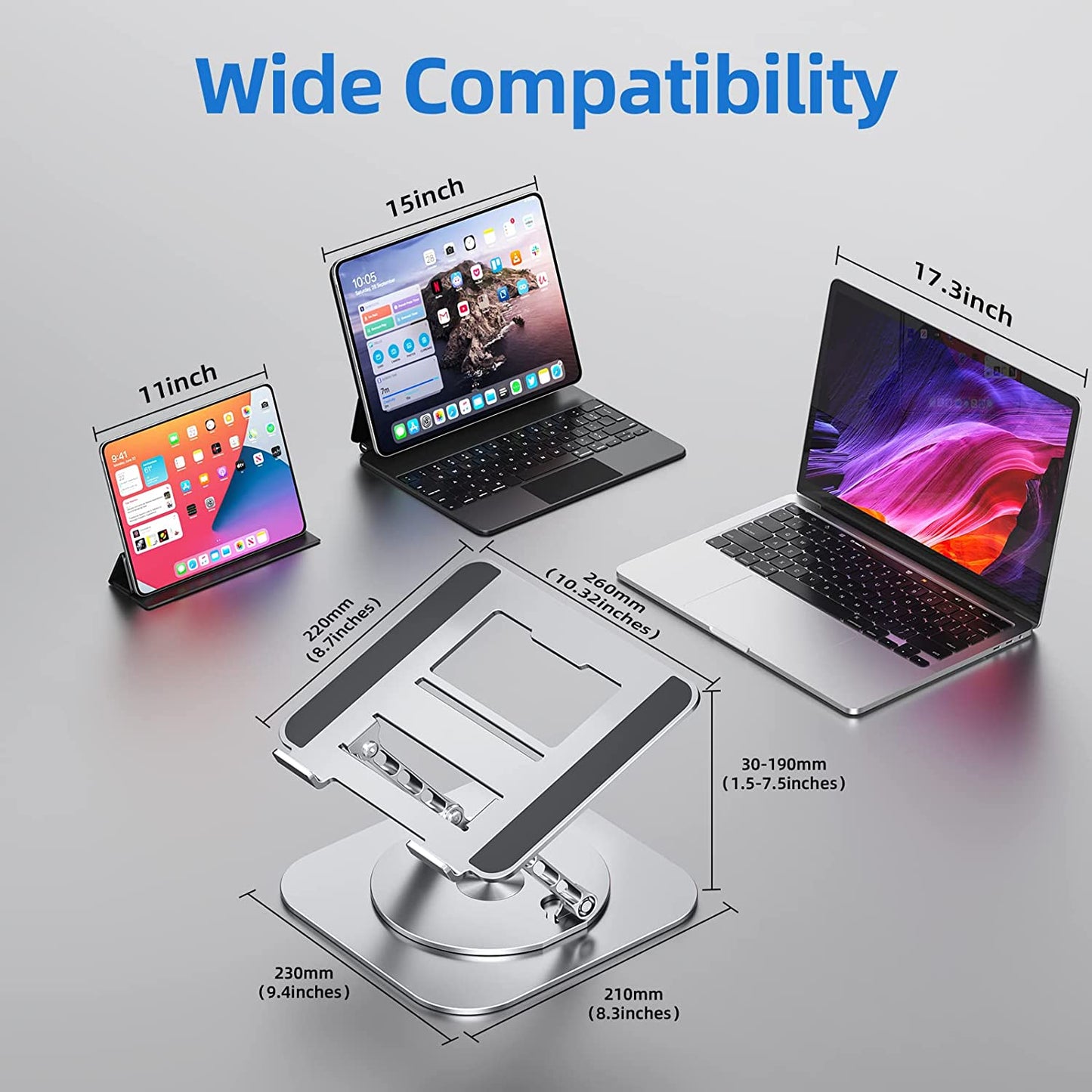 Adjustable Laptop Ergonomic Stand w/ 360 Degrees Rotating Base