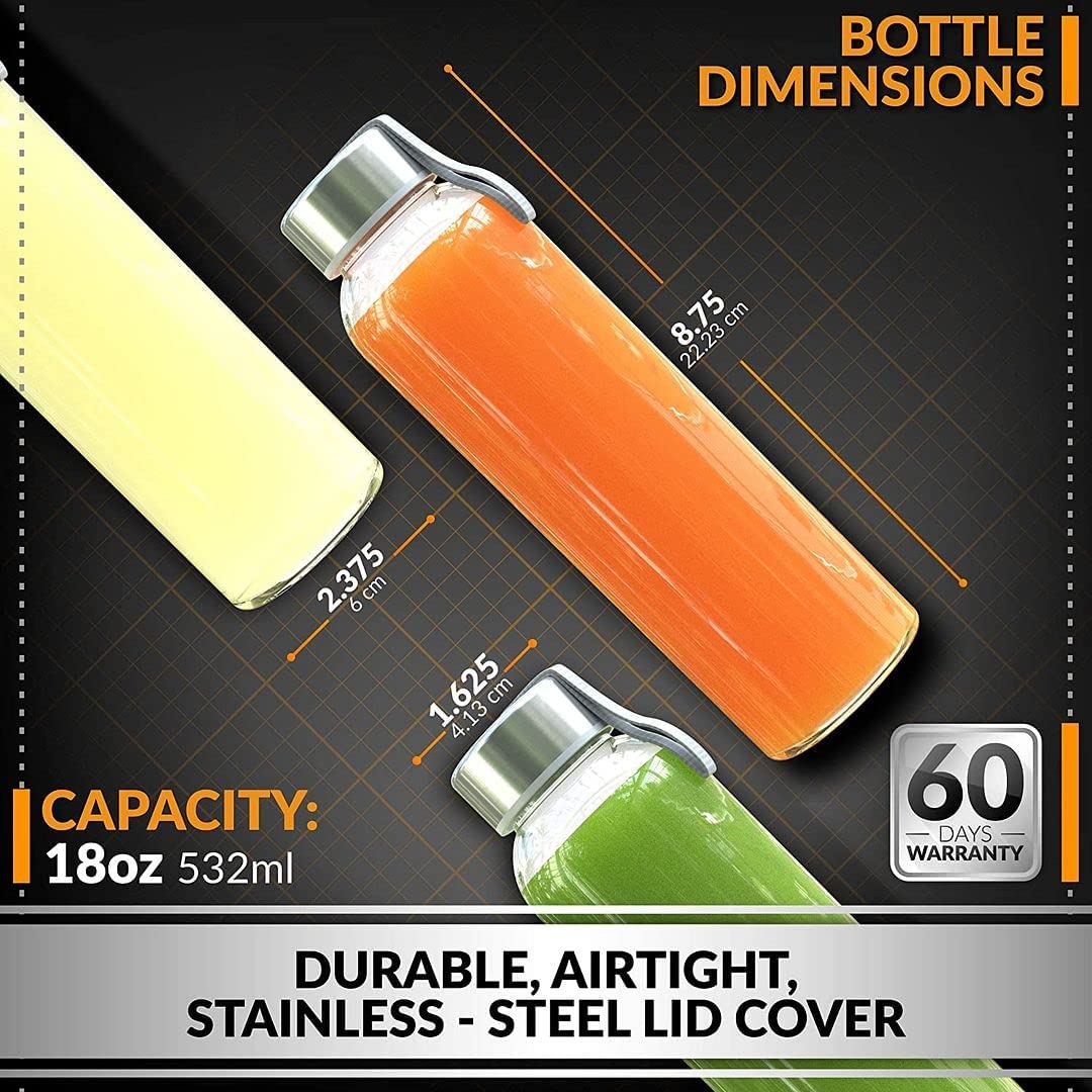 Reusable Juicing Bottle w/ Protective Sleeve & Leak Proof 6pcs