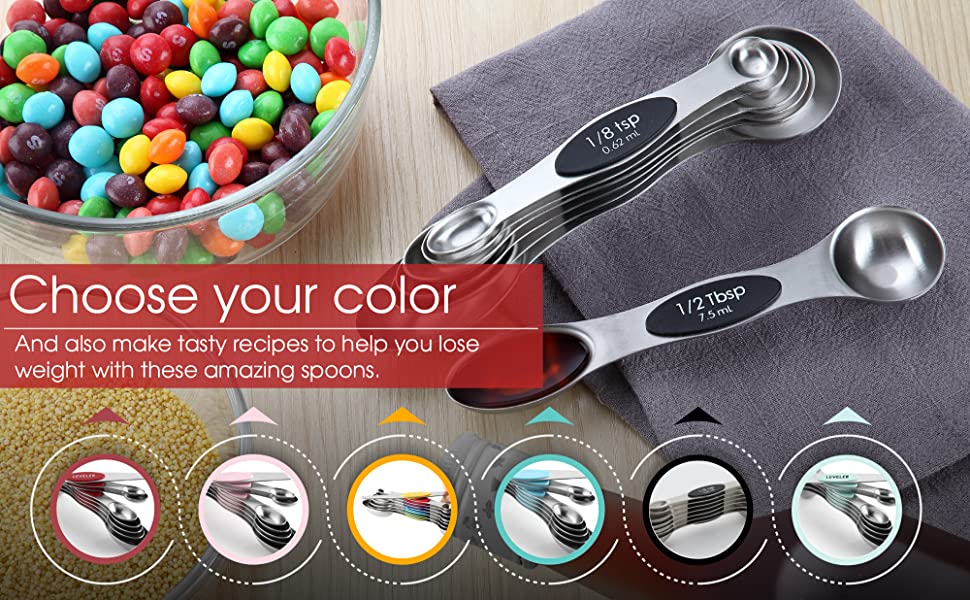 Magnetic Measuring Spoons Set Dual Sided Set of 8