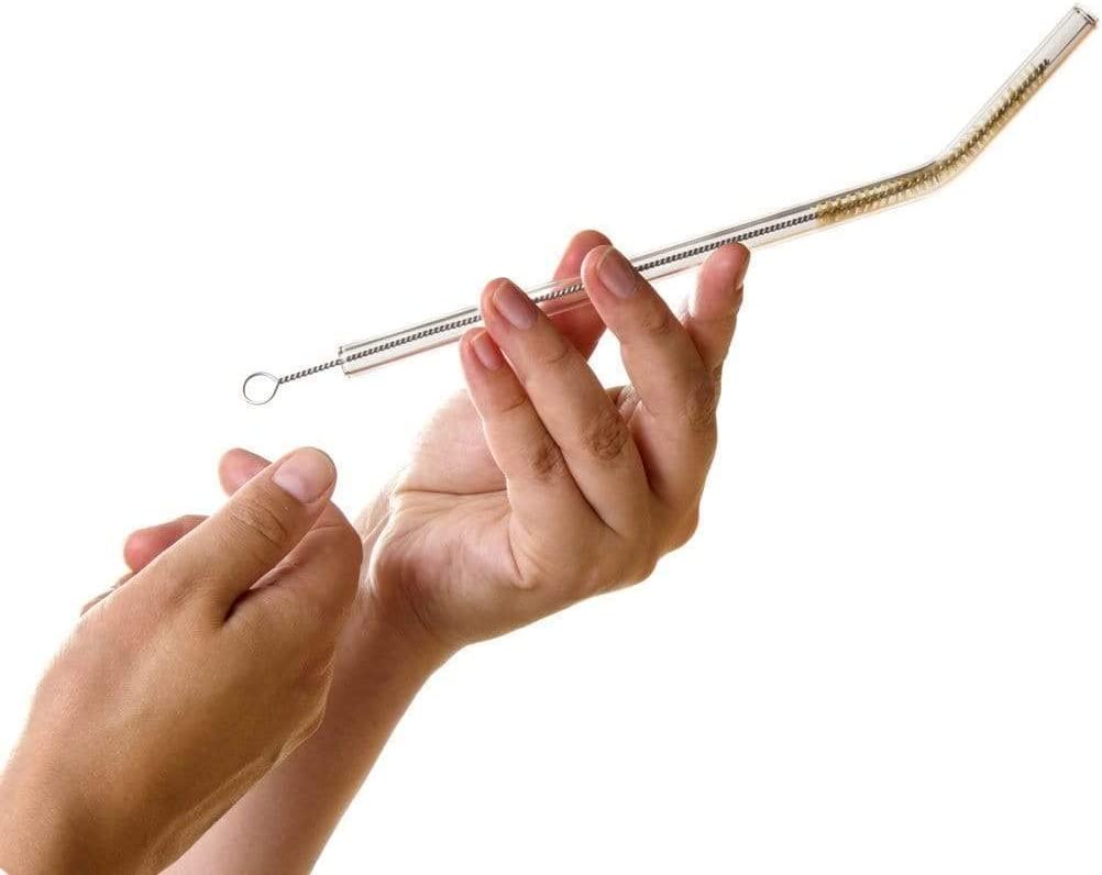 Reusable Drinking Glass Straws w/ Cleaning Brush - 6 PCS