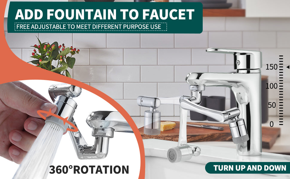 Swivel Faucet Extender Universal Sink Water Aerator 1080p 2 Mode Splash Filter Extension 360°