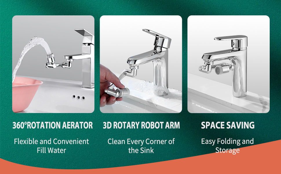 Swivel Faucet Extender Universal Sink Water Aerator 1080p 2 Mode Splash Filter Extension 360°