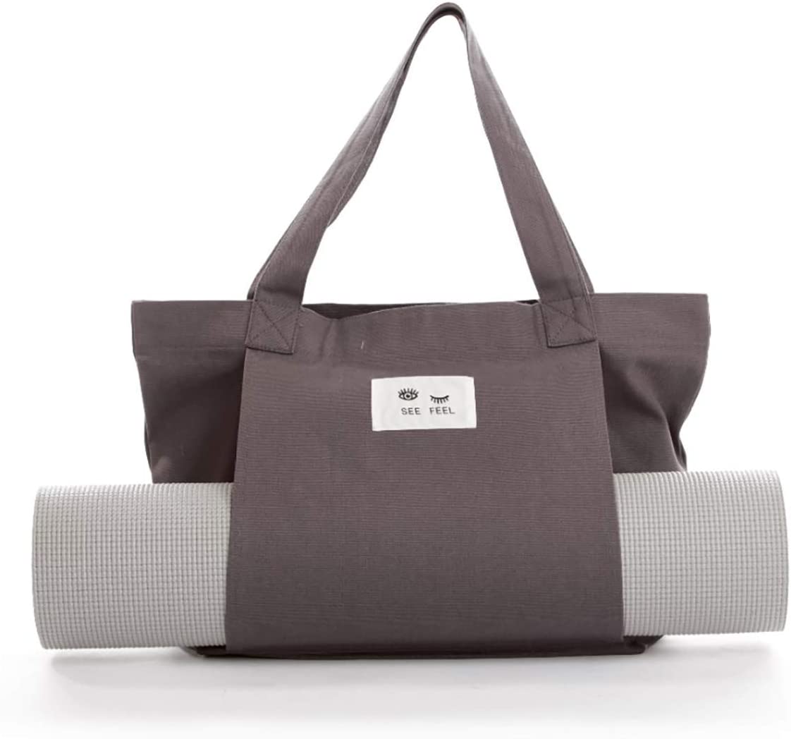 Yoga Pilates Mat Bag Basic Canvas Tote with Mat Carrier Pocket