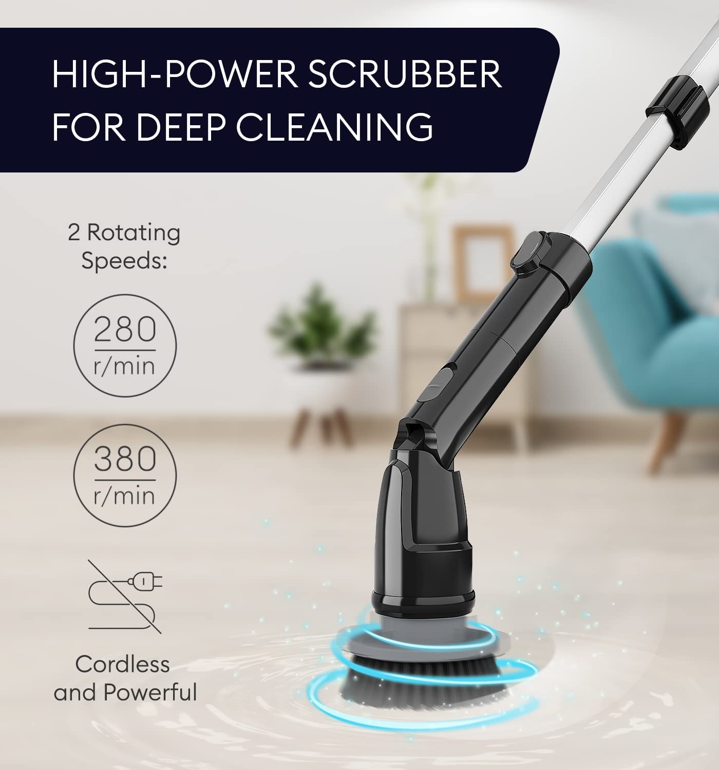 Cordless Electric Spin Powerful Scrubber 360 Rotating Brush For Cleaning Tile Floor Shower Tub