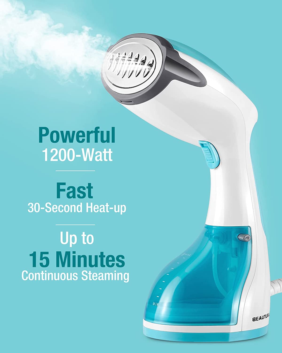 Portable Handheld Garment Steamer Wrinkles Remover w/ Detachable Water Tank