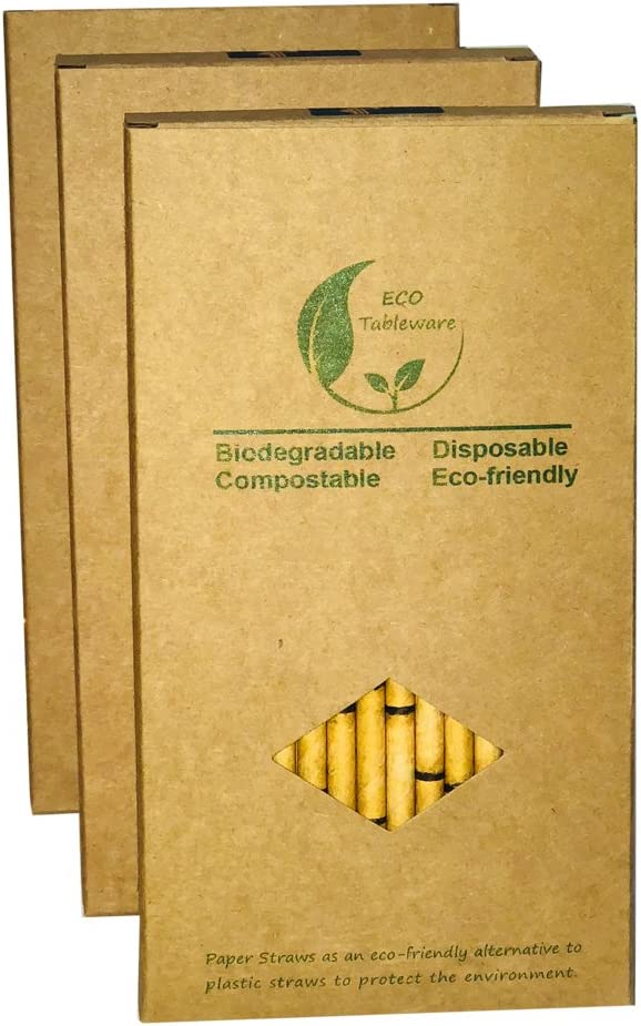 Yellow Bamboo Organic Drinking Paper Straws 100ct.