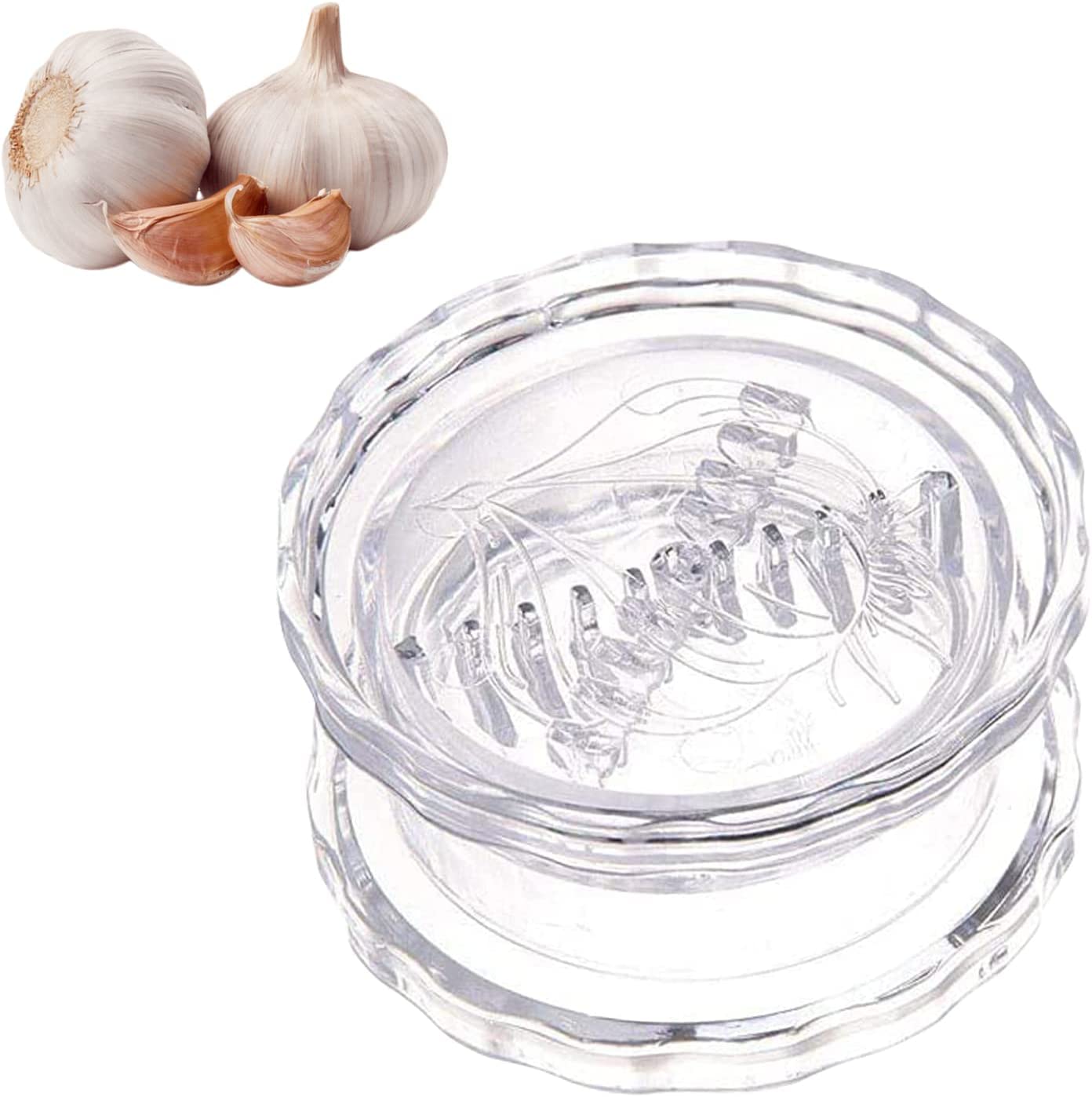 Manual Garlic Crusher Tool Non-Slip Mincer Peeler Twist Press for Mincing Garlic Onions, Gingers, Fruits, Salad