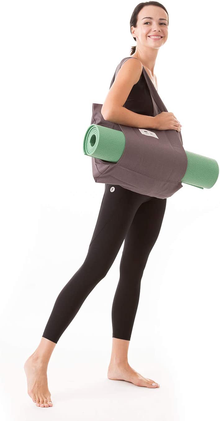 Yoga Pilates Mat Bag Basic Canvas Tote with Mat Carrier Pocket