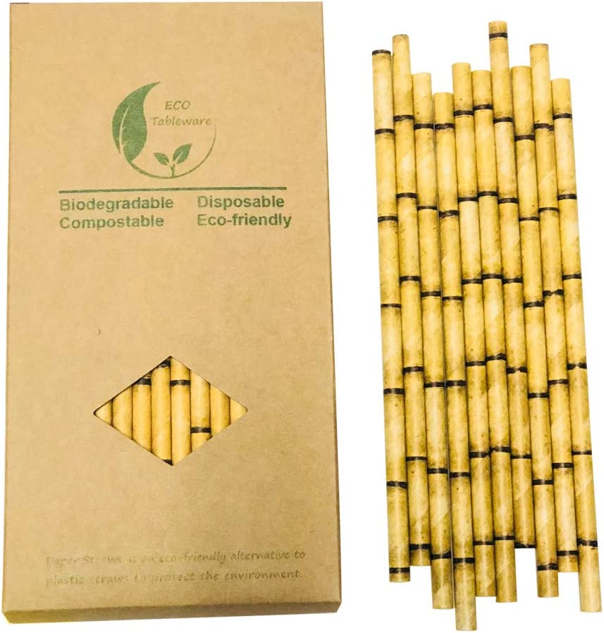 Yellow Bamboo Organic Drinking Paper Straws 100ct.