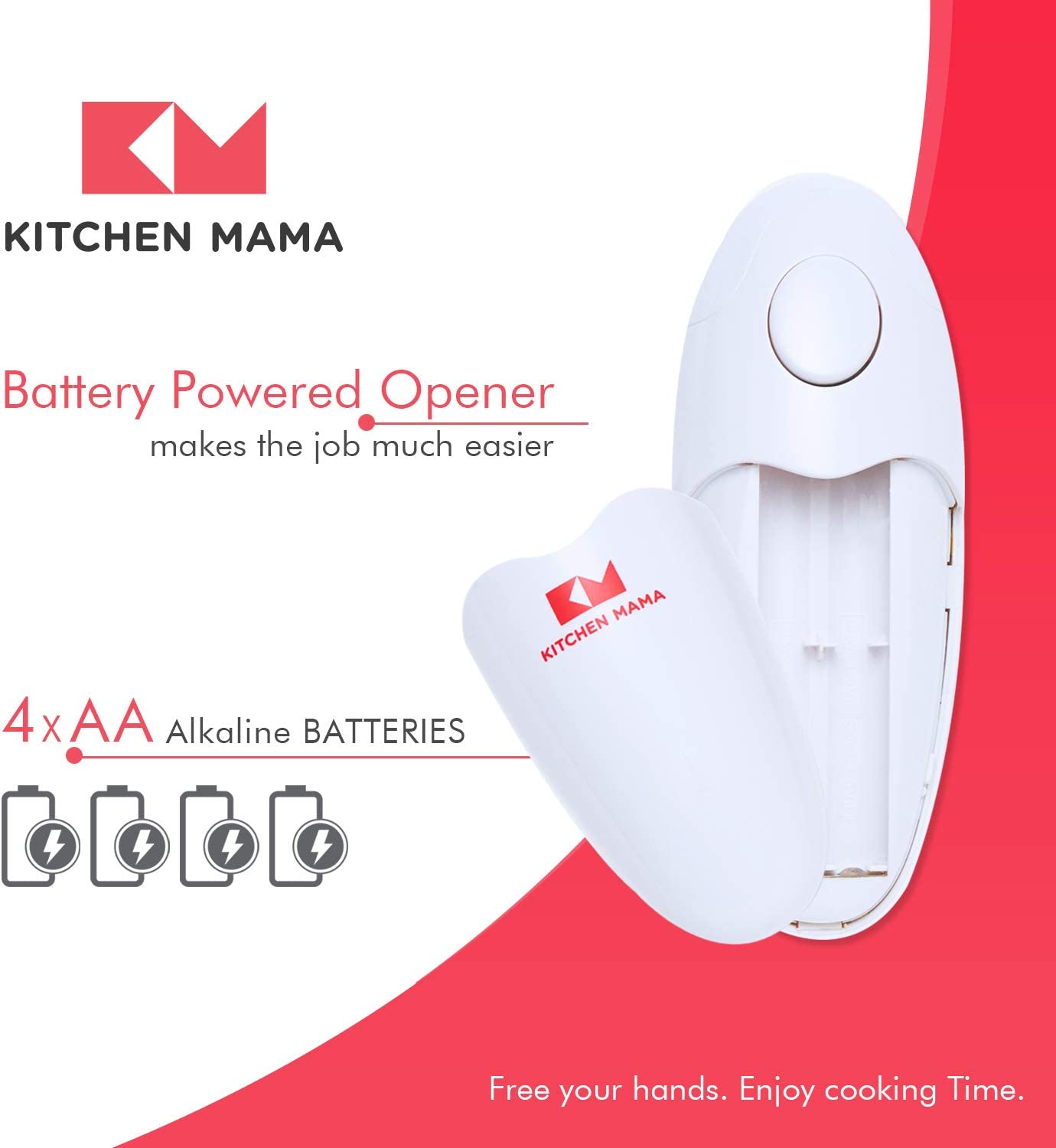 Electric Can Opener Smooth Edge, Food-Safe & Battery Operated Handheld Can Opener (White)