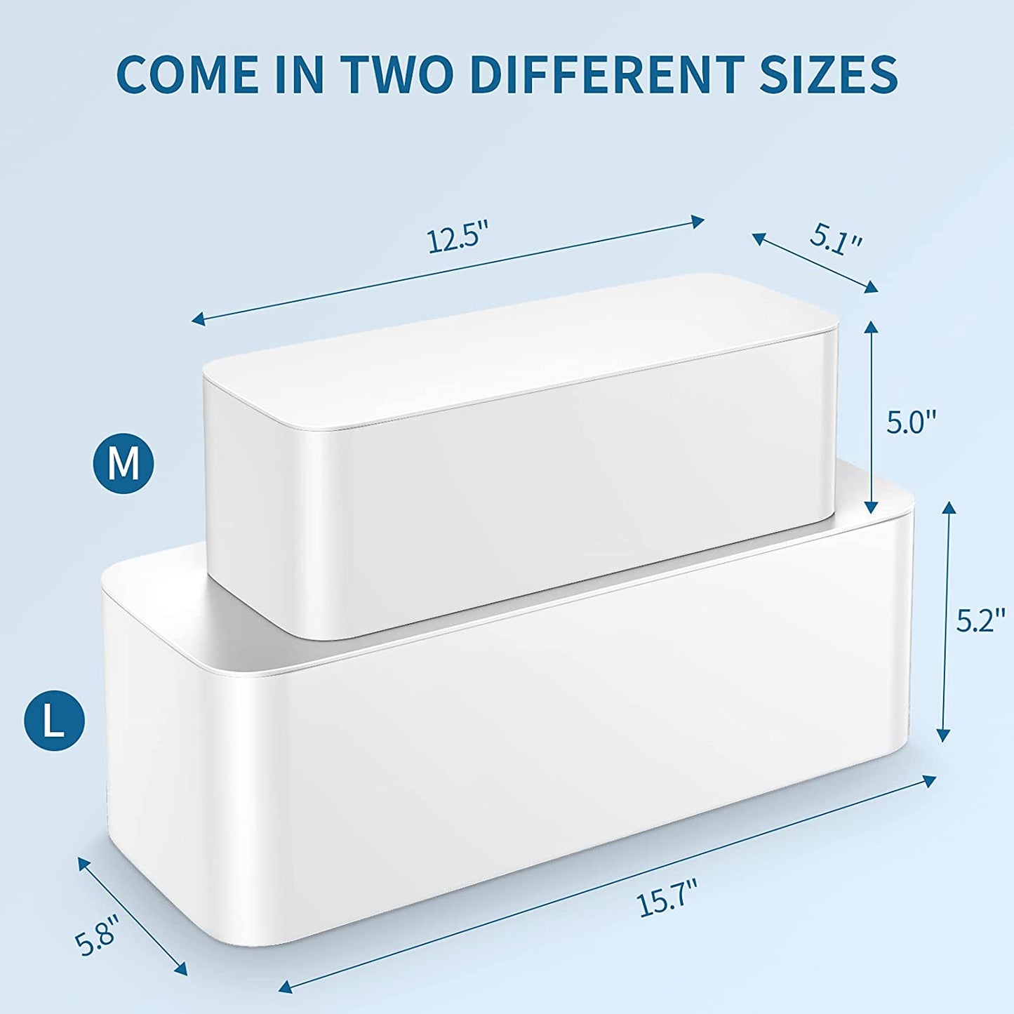 Cord Organizer Cable Management Box Cover For USB USB Hub, TV Wires, Power Strips Proof Lock-White - 2 Pack