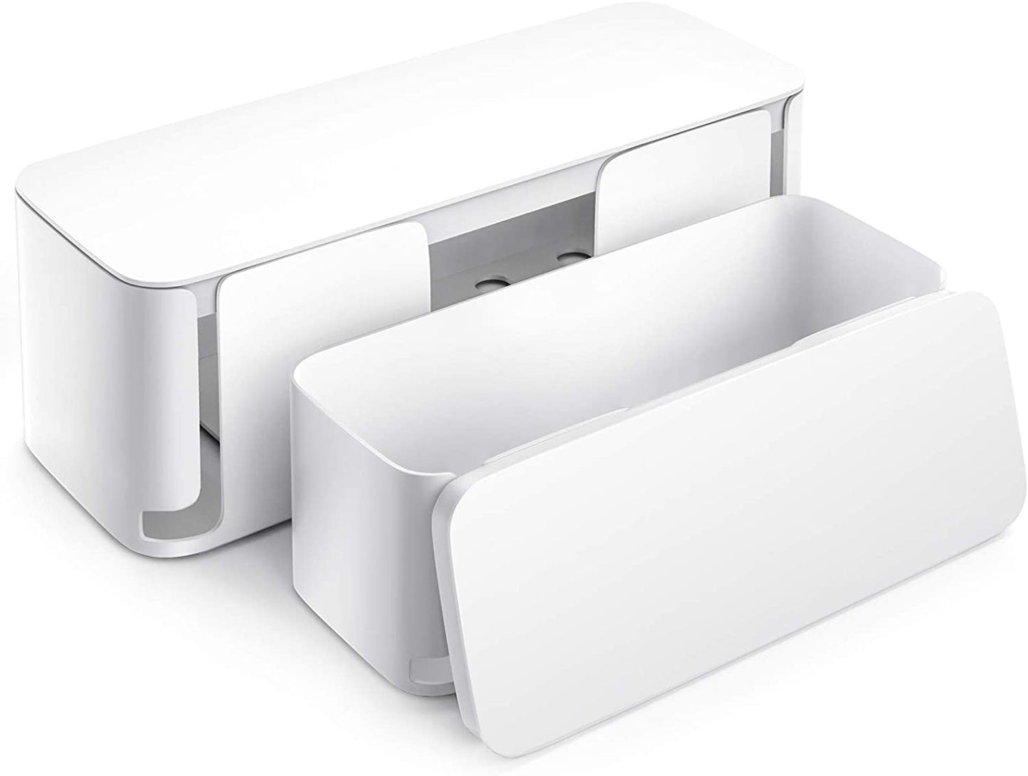Cord Organizer Cable Management Box Cover For USB USB Hub, TV Wires, Power Strips Proof Lock-White - 2 Pack
