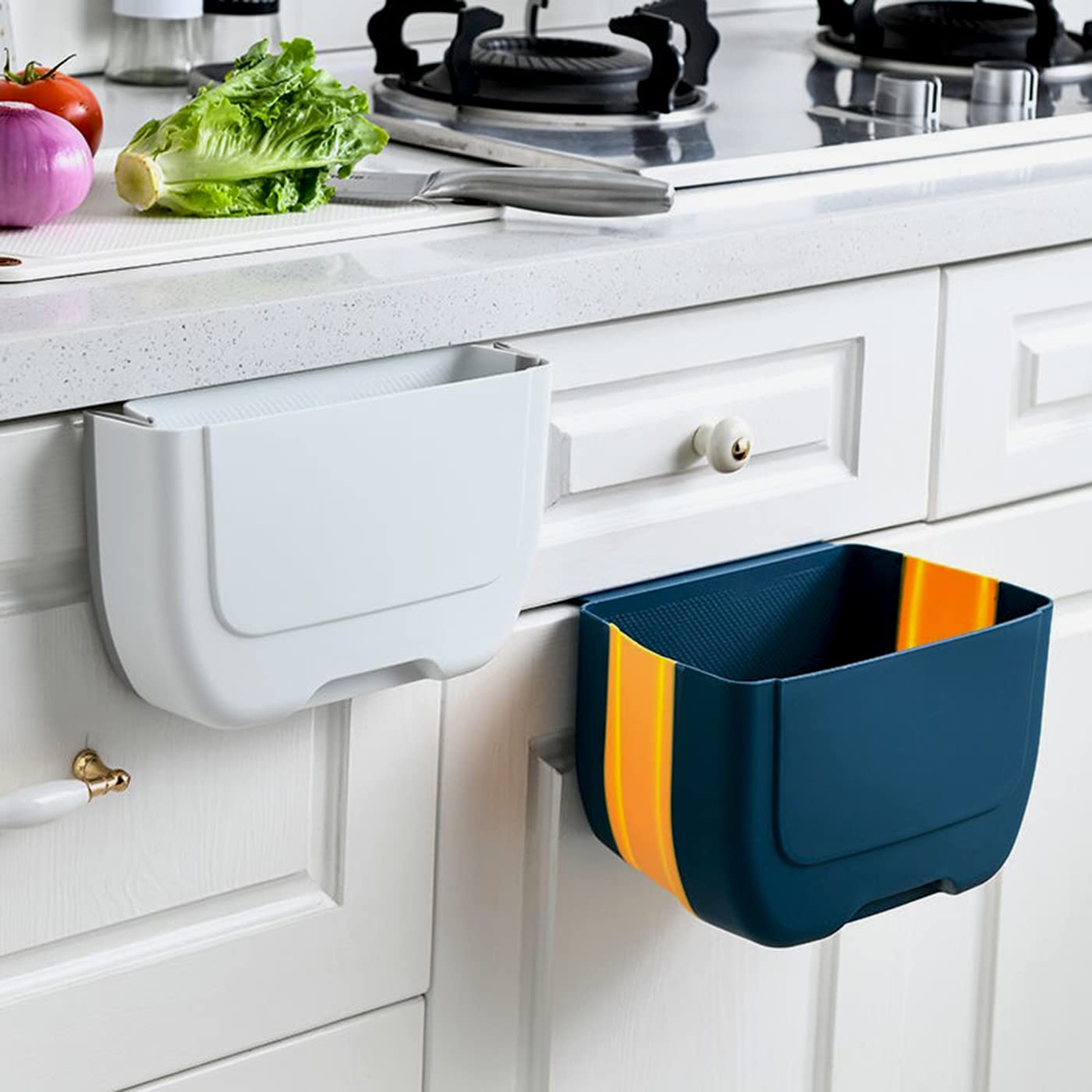 Mini Trash Can for Kitchen Cabinet Door Wall Mounted