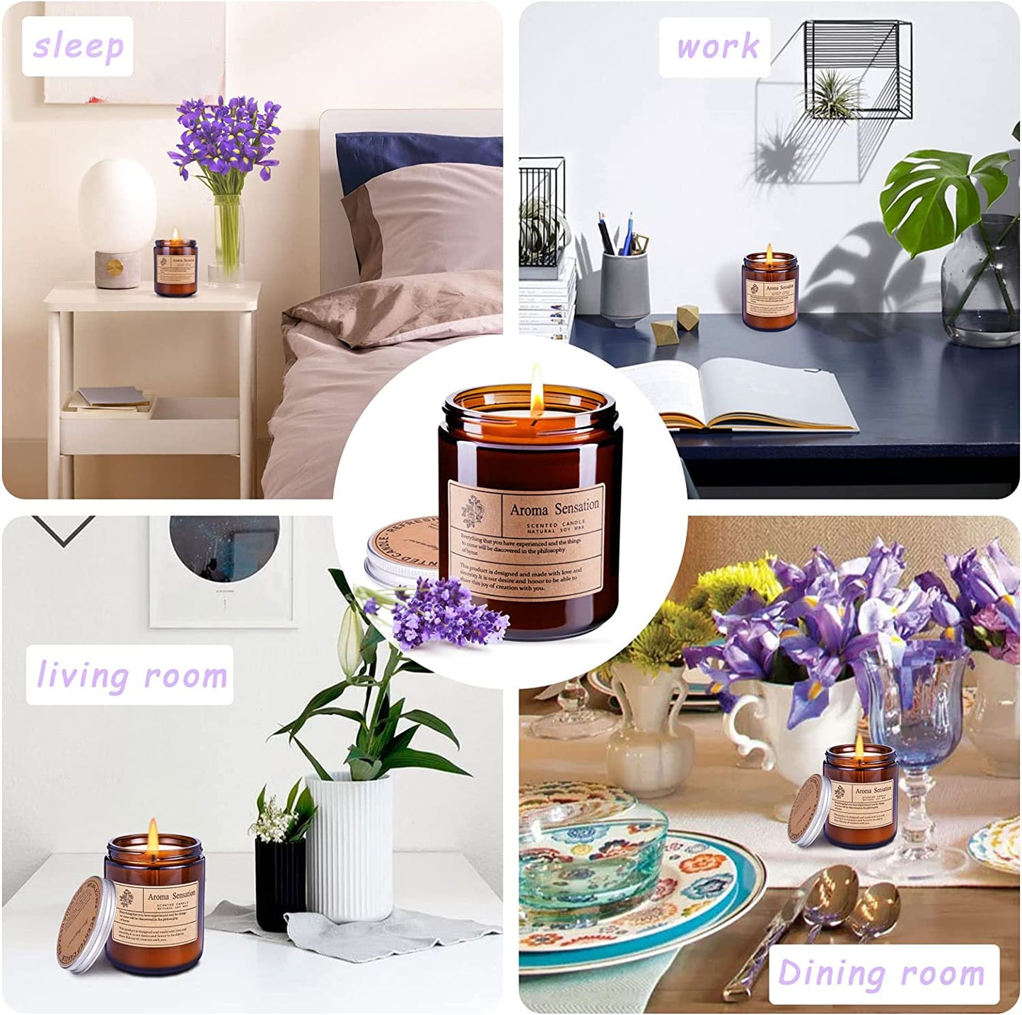 Aromatherapy Soy Candles Natural Lavender Scent Stress Relief