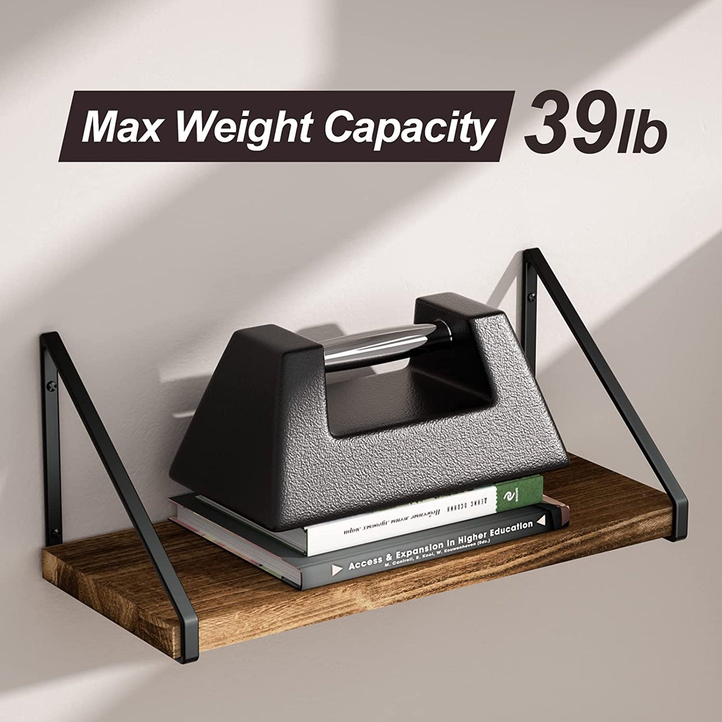 Floating Shelves Wall Mounted Storage Set of 3 Carbonized Black For Living Room Bedroom Kitchen
