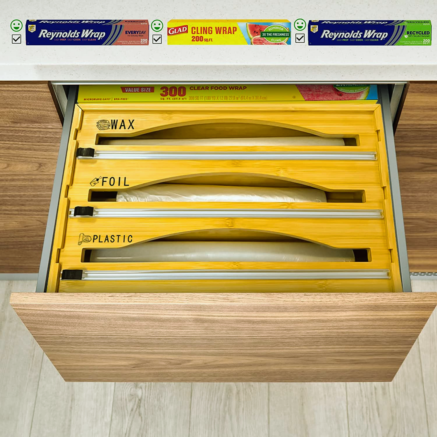 Foil & Plastic Wrap Dispenser w/ Cutter 3 in 1 12" Roll