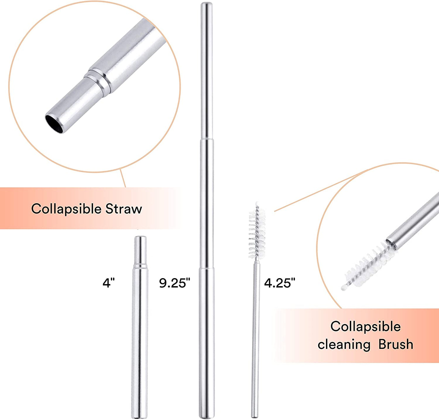Reusable Foldable Straw w/ Soft Silicone Mouthpiece