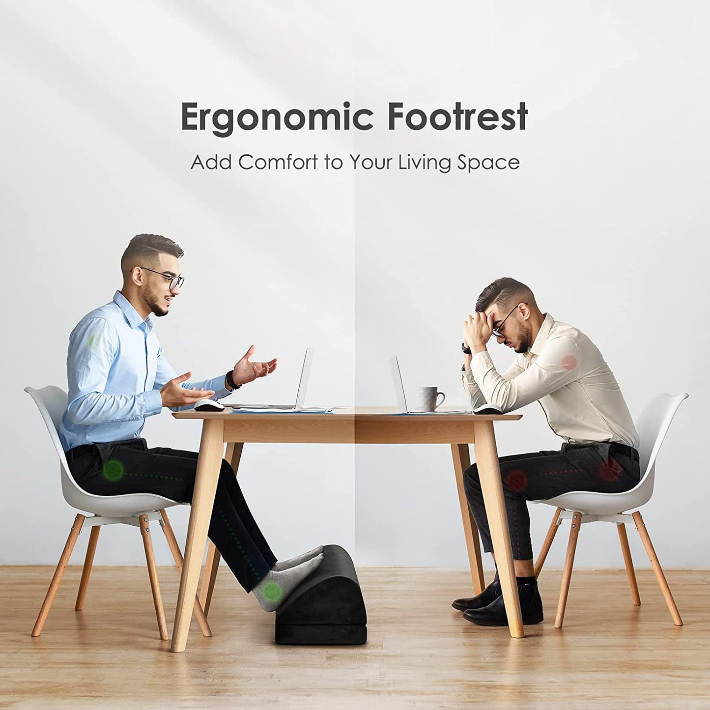 Foot Rest w/ Adjustable Heights Ergonomic Washable Cover Non-Slip
