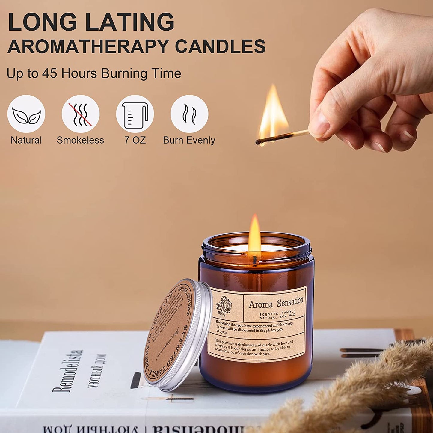 Aromatherapy Soy Candles Natural Lavender Scent Stress Relief