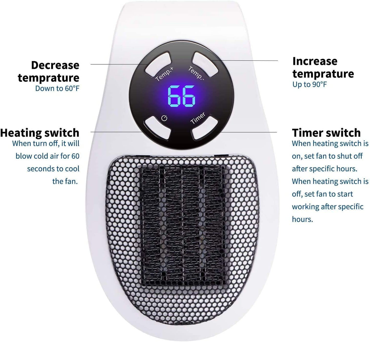 Programmable Space Electric Heater w/ LED Display