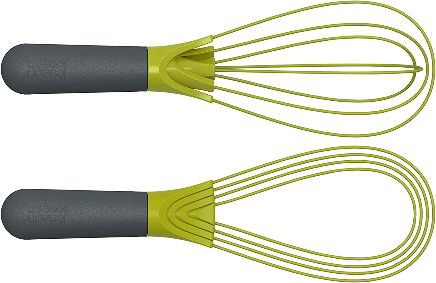2-In-1 Collapsible Balloon and Flat Whisk Silicone Coated Steel Wire, Gray/Green
