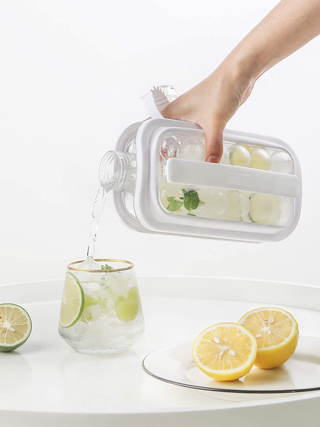 Portable Ice Ball Maker Flat Body Lid Cooling (Gray)