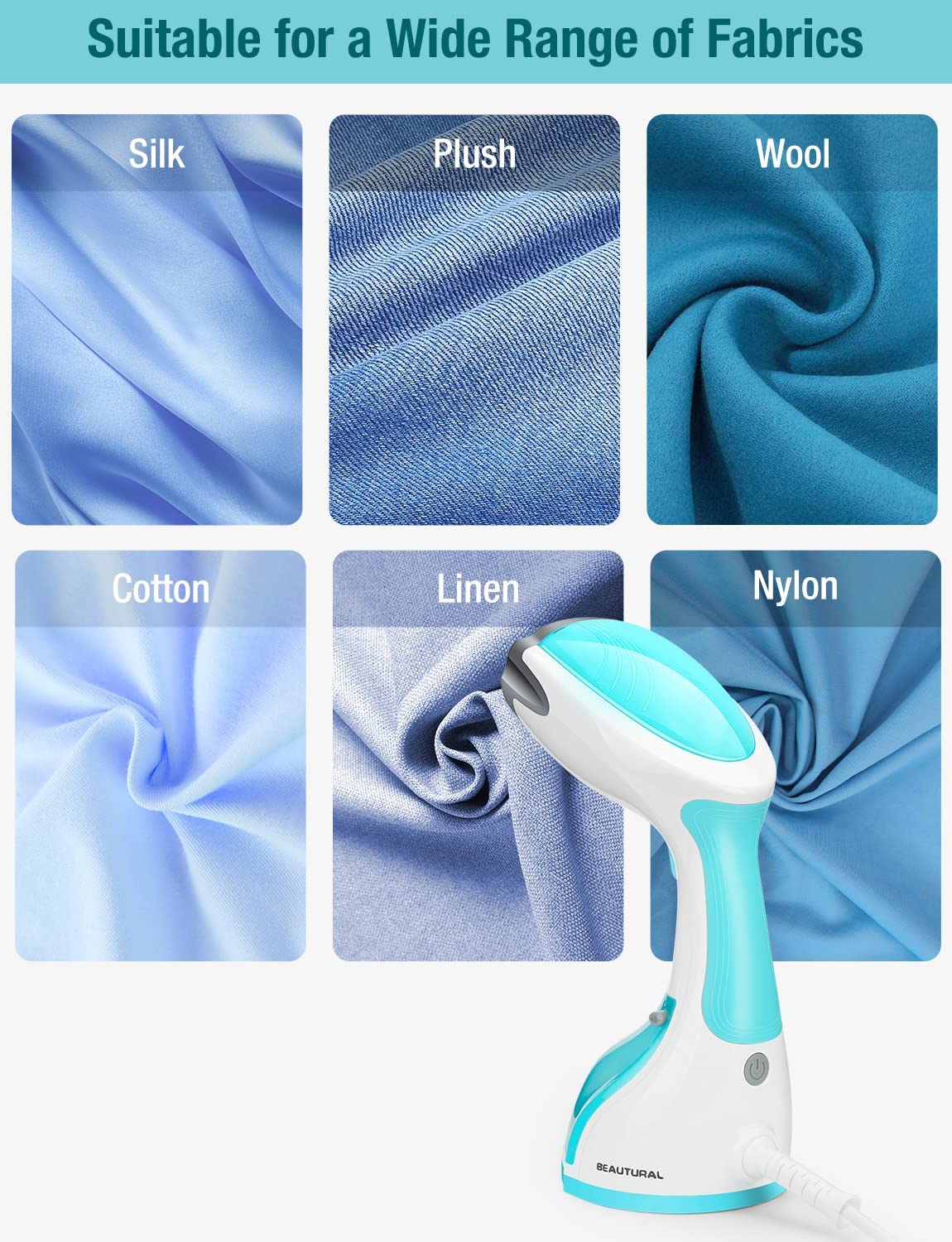 Portable Handheld Garment Steamer Wrinkles Remover w/ Detachable Water Tank