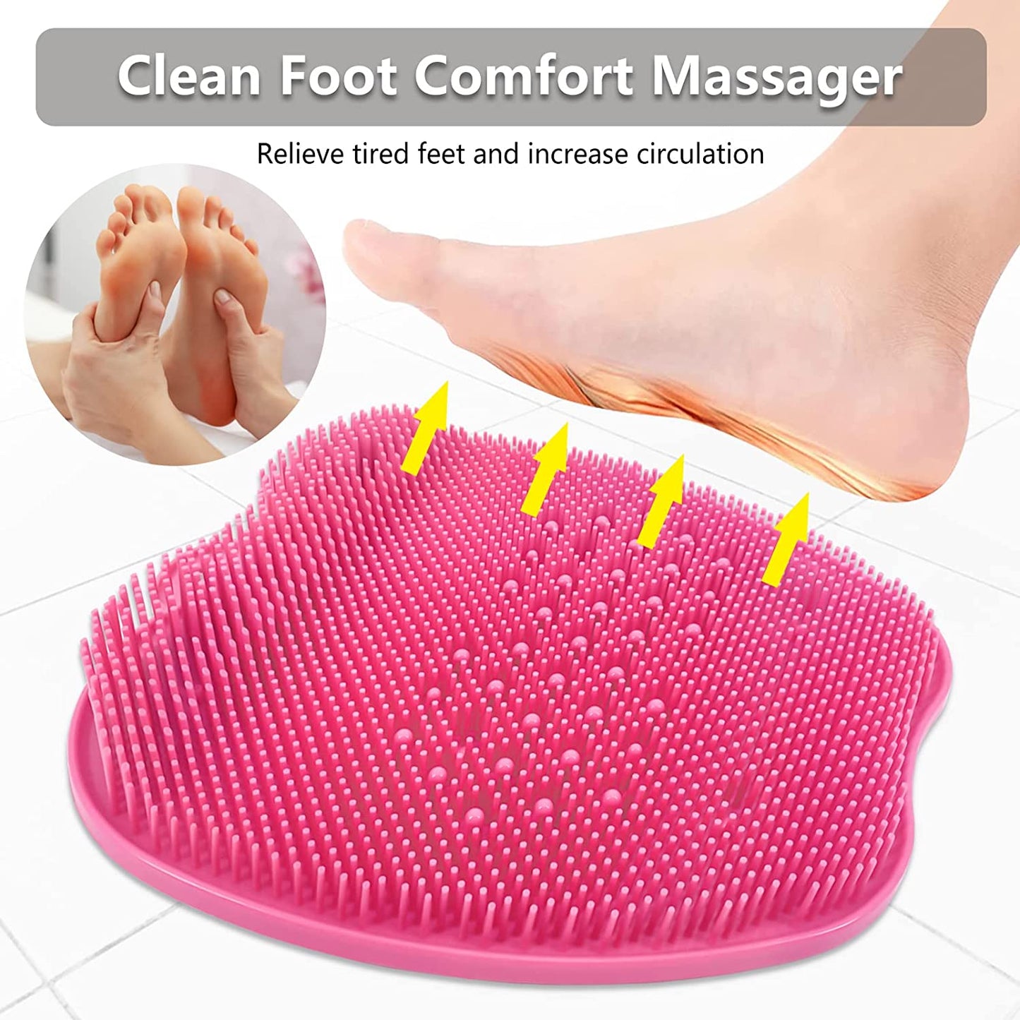 Foot Scrubber Mat w/ Non-Slip Suction Cups