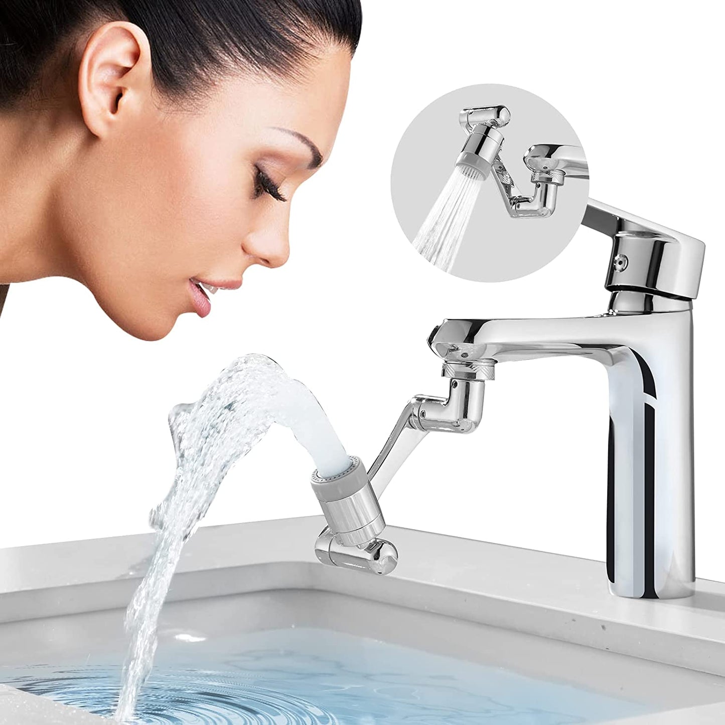 Swivel Faucet Extender Universal Sink Water Aerator 1080p 2 Mode Splash Filter Extension 360°