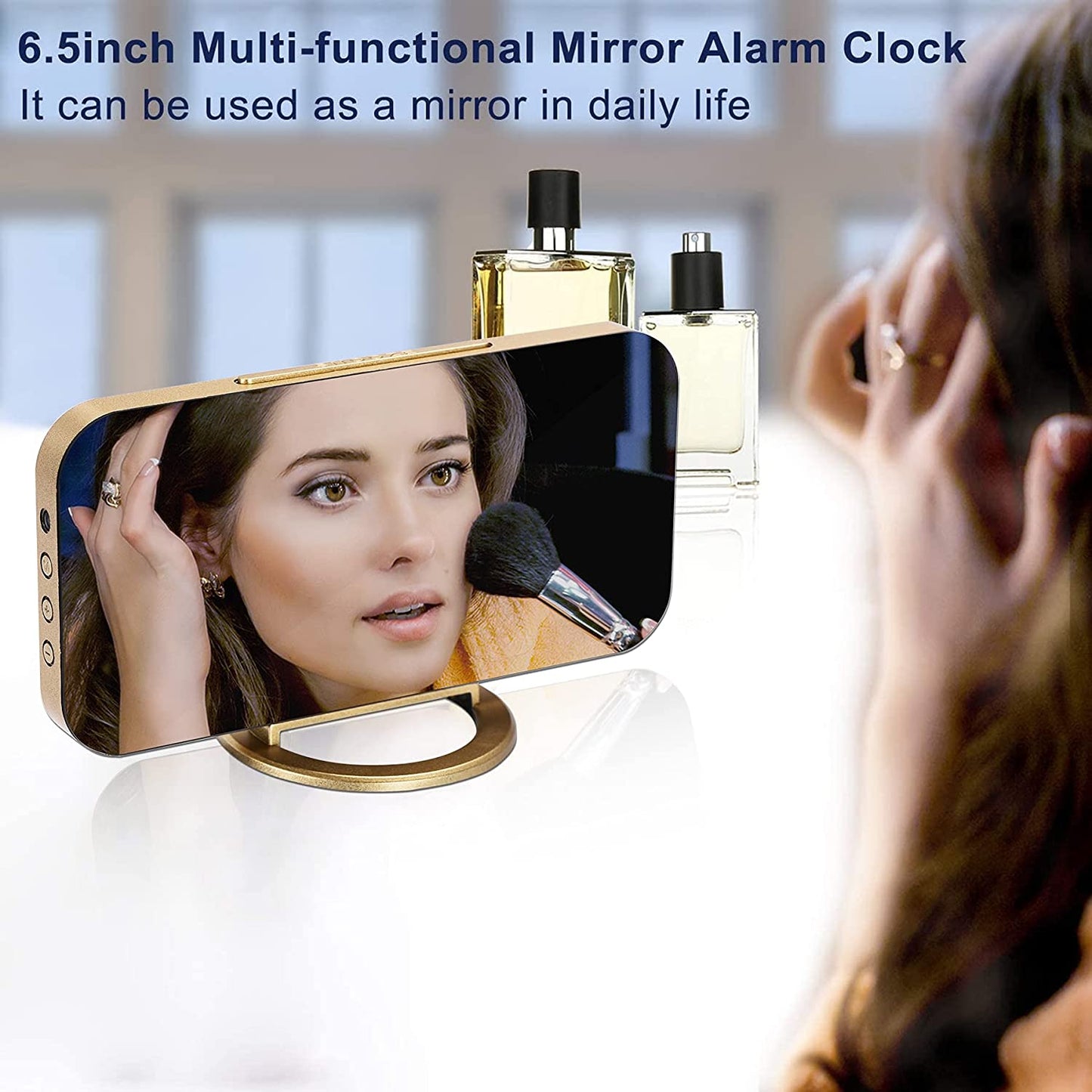 Large Digital Alarm Clock w/ LED and Mirror Dual USB Charger Ports 3 Levels