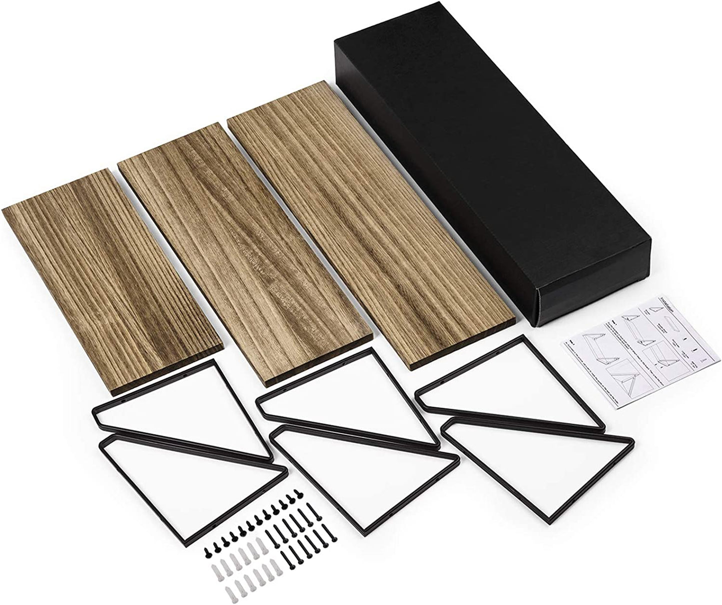 Floating Shelves Wall Mounted Storage Set of 3 Carbonized Black For Living Room Bedroom Kitchen