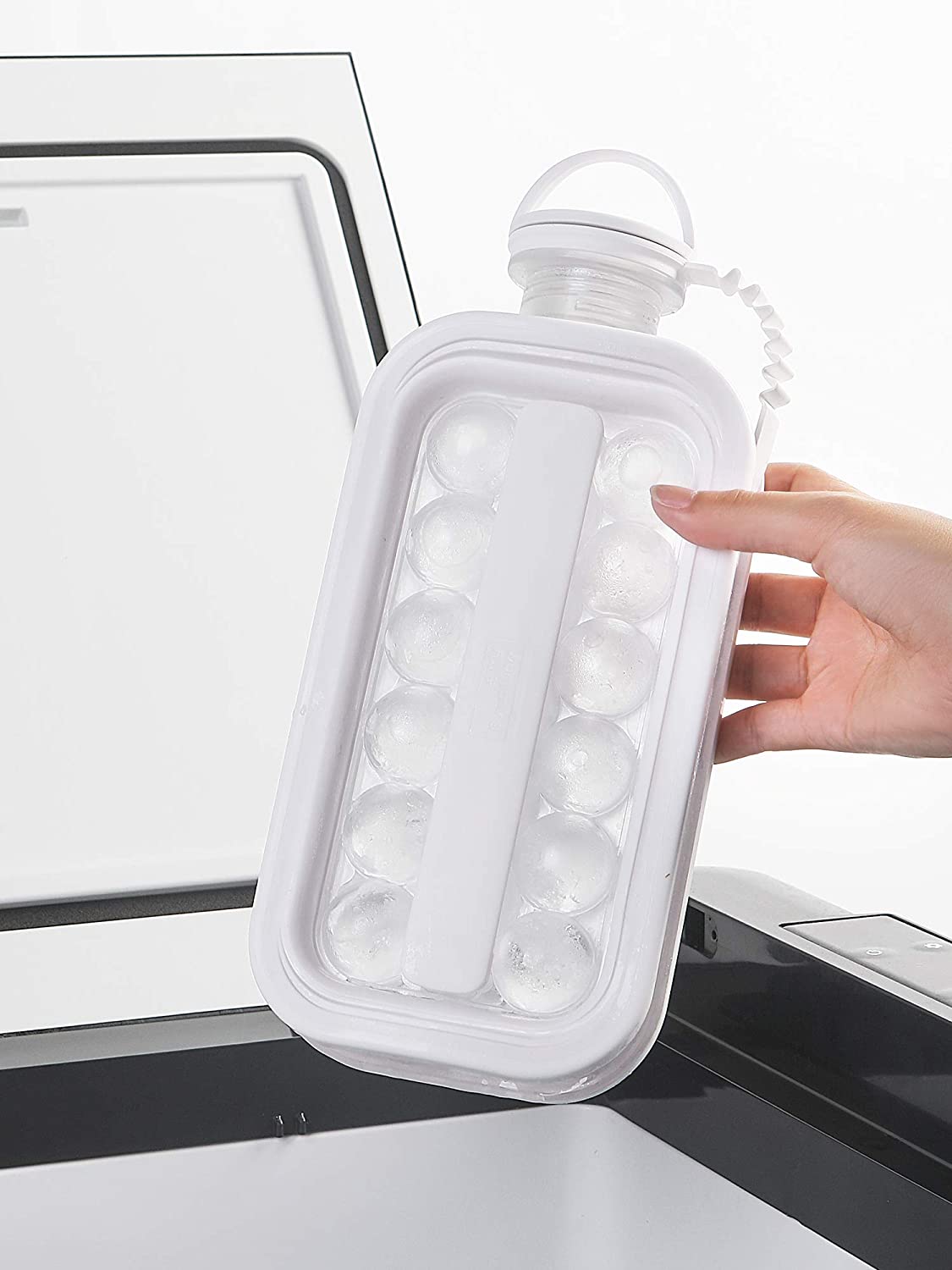 Portable Ice Ball Maker Flat Body Lid Cooling (Gray)