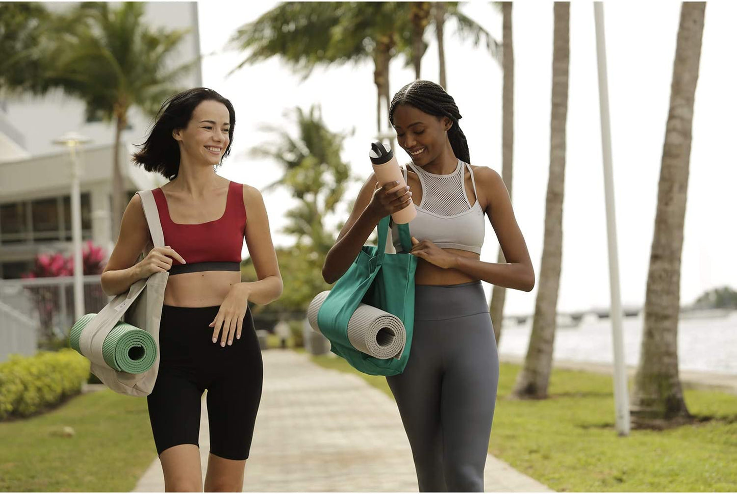 Yoga Pilates Mat Bag Basic Canvas Tote with Mat Carrier Pocket