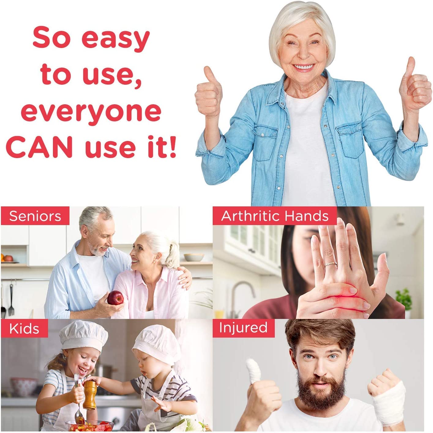 Electric Can Opener Smooth Edge, Food-Safe & Battery Operated Handheld Can Opener (White)