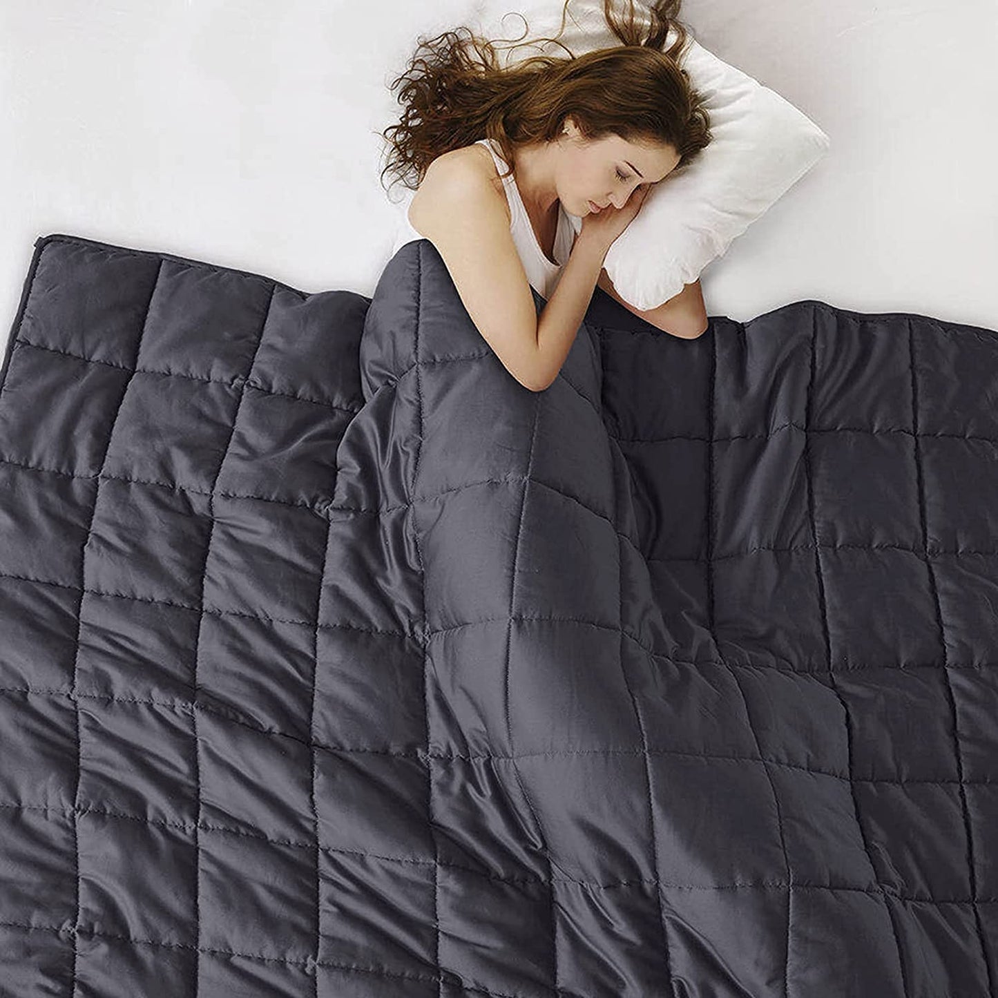 Weighted Blanket 25lbs w/ Glass Beads Big Blanket for Adult All-Season 88x104