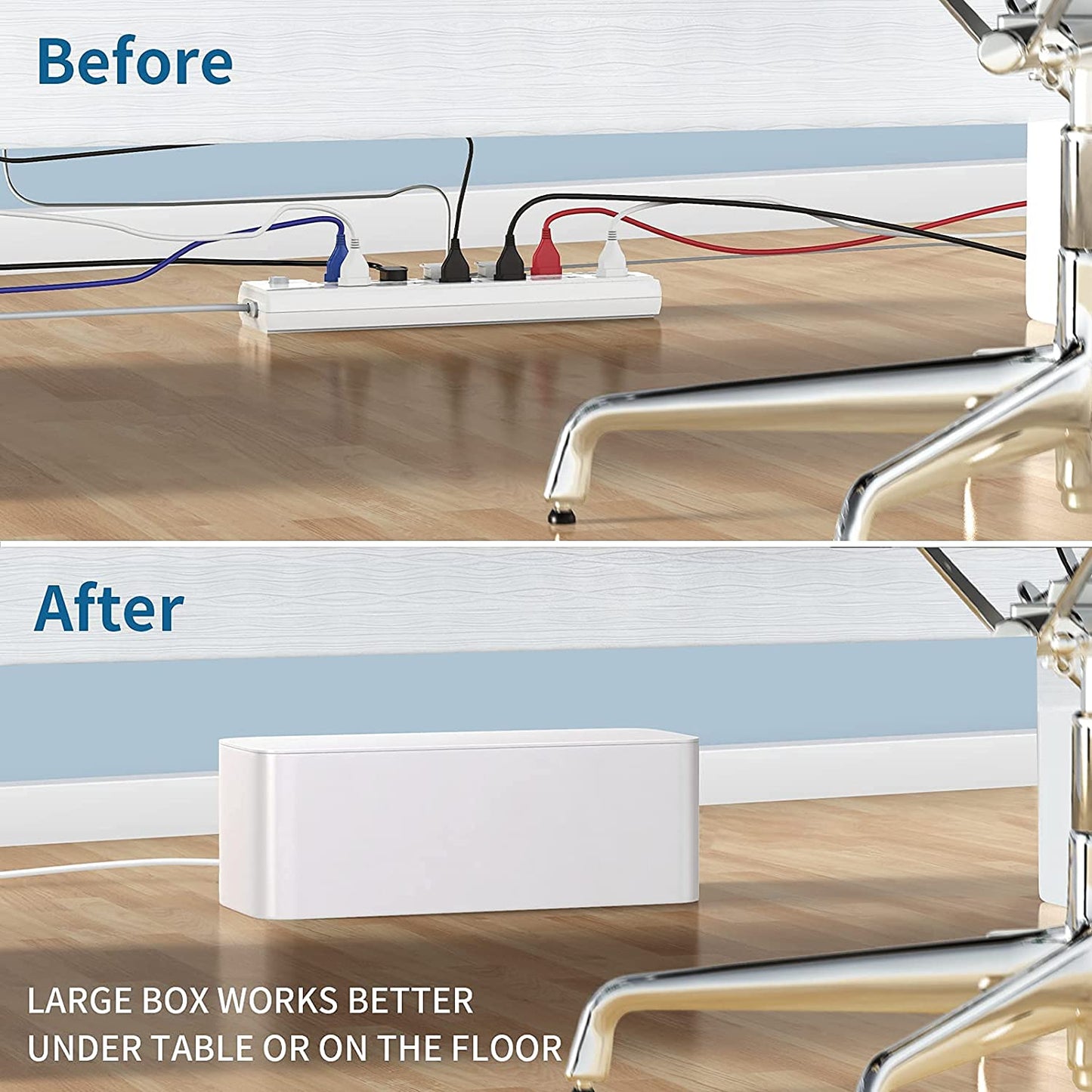 Cord Organizer Cable Management Box Cover For USB USB Hub, TV Wires, Power Strips Proof Lock-White - 2 Pack