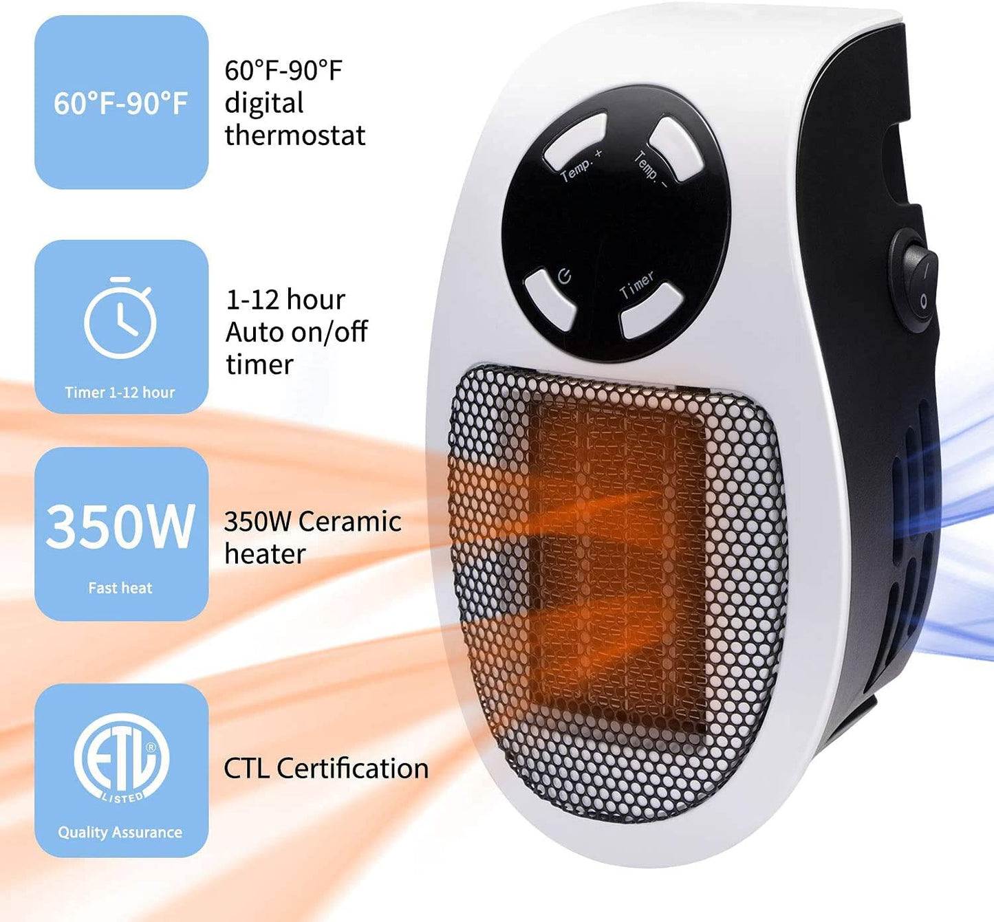 Programmable Space Electric Heater w/ LED Display