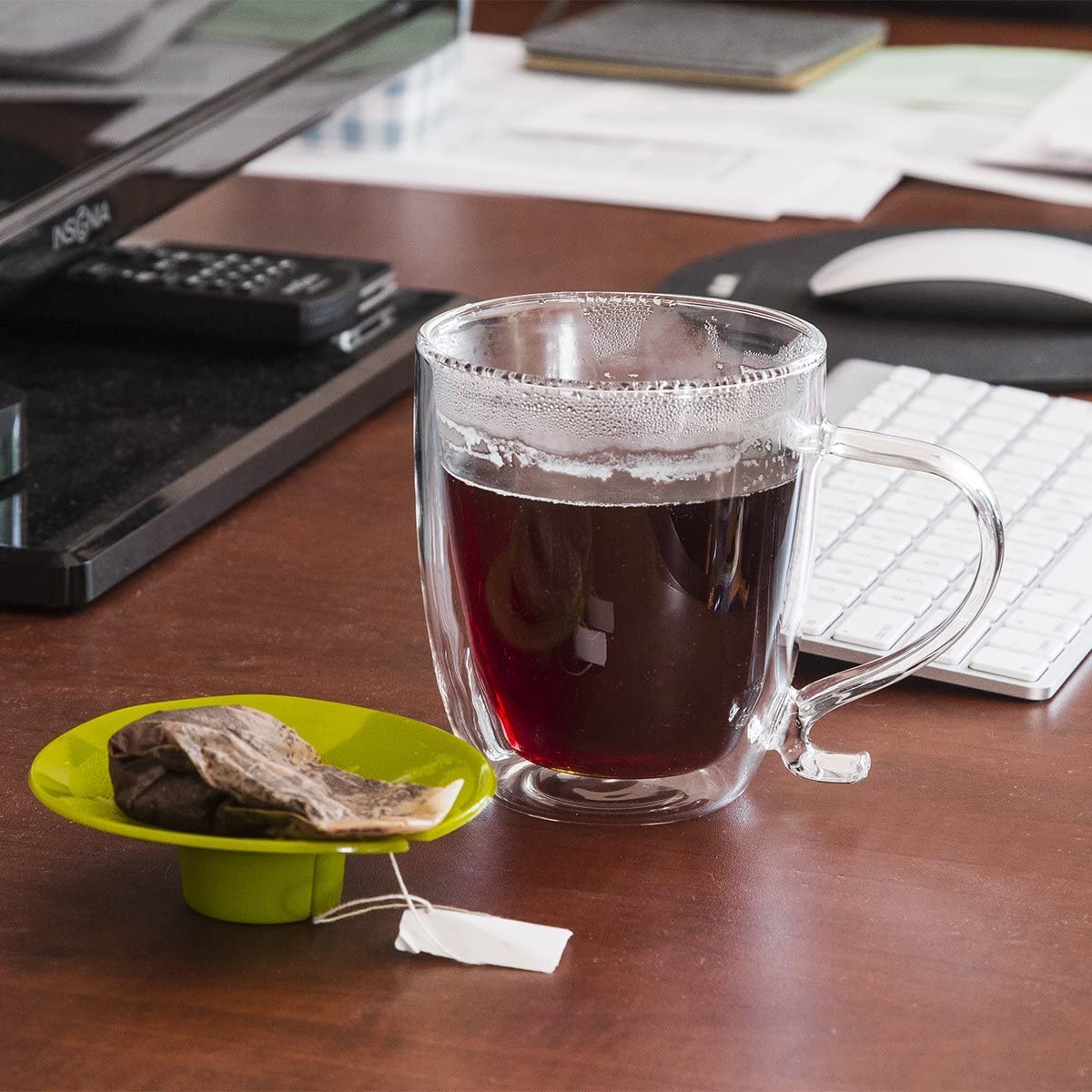 Double Wall Glass Mug & Tea Bag Buddy 16oz.