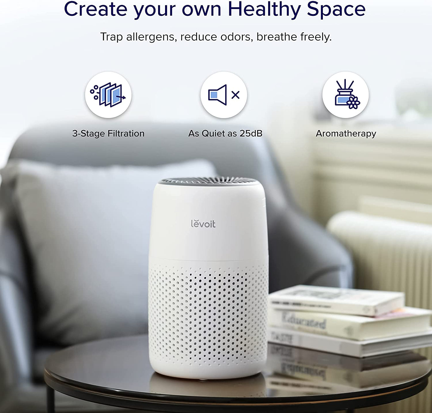 Air Purifiers w/ HEPA Filter for Bedroom Home