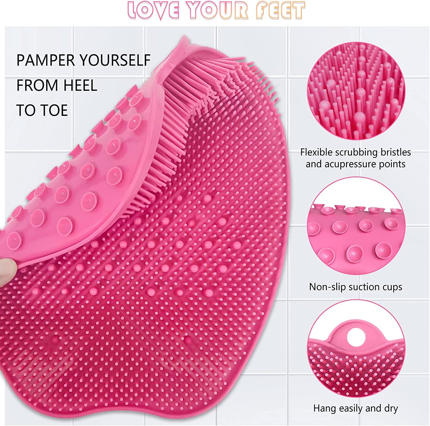 Foot Scrubber Mat w/ Non-Slip Suction Cups