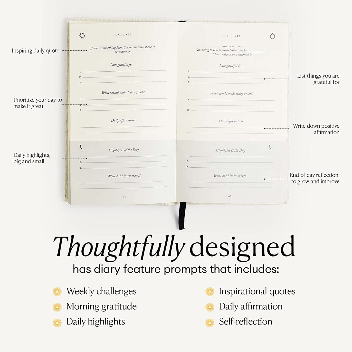 The Five Minute Journal Daily Gratitude Reflection & Manifestation