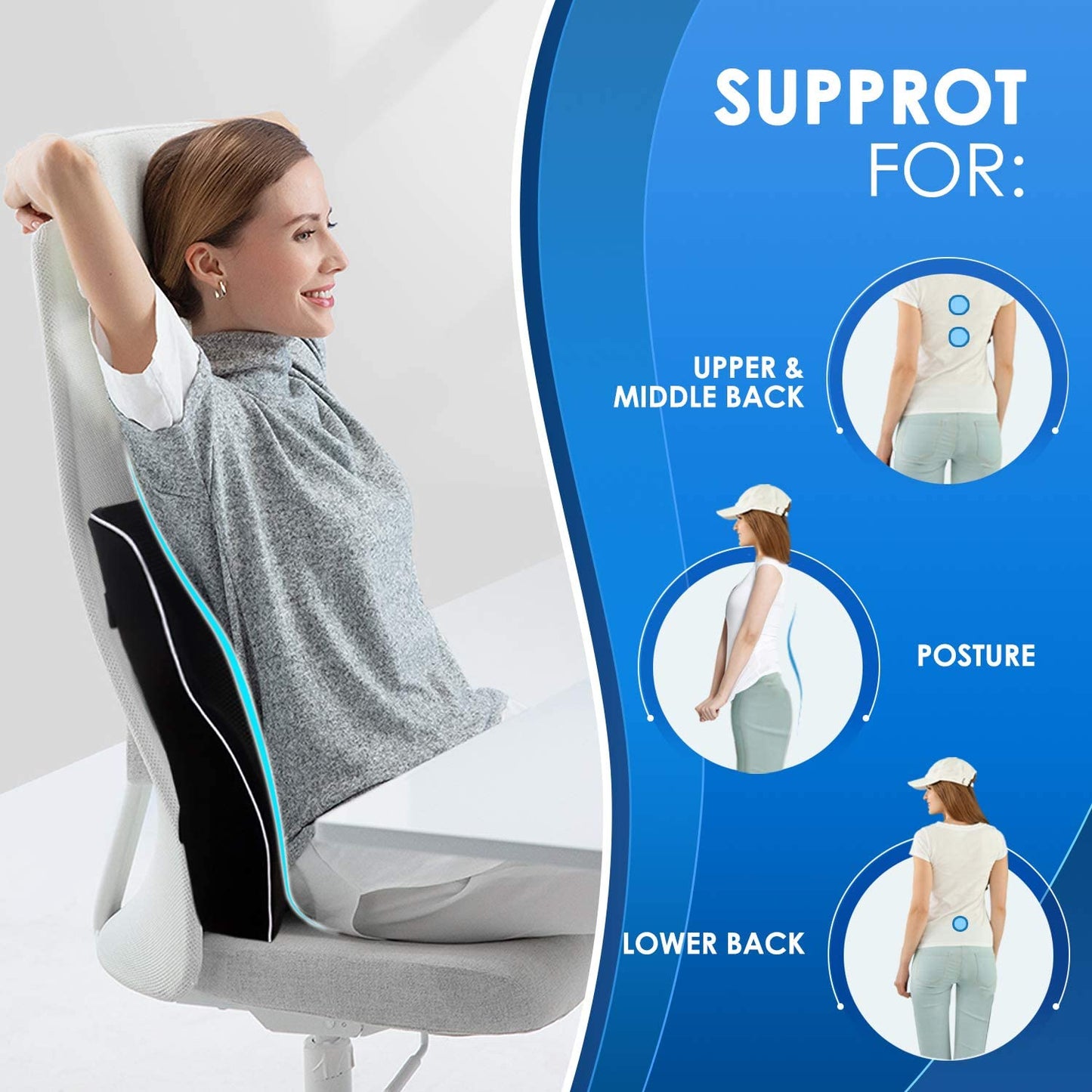 Gel Lumbar Support 3D Cooling Gel Pillow Back Pain Relief