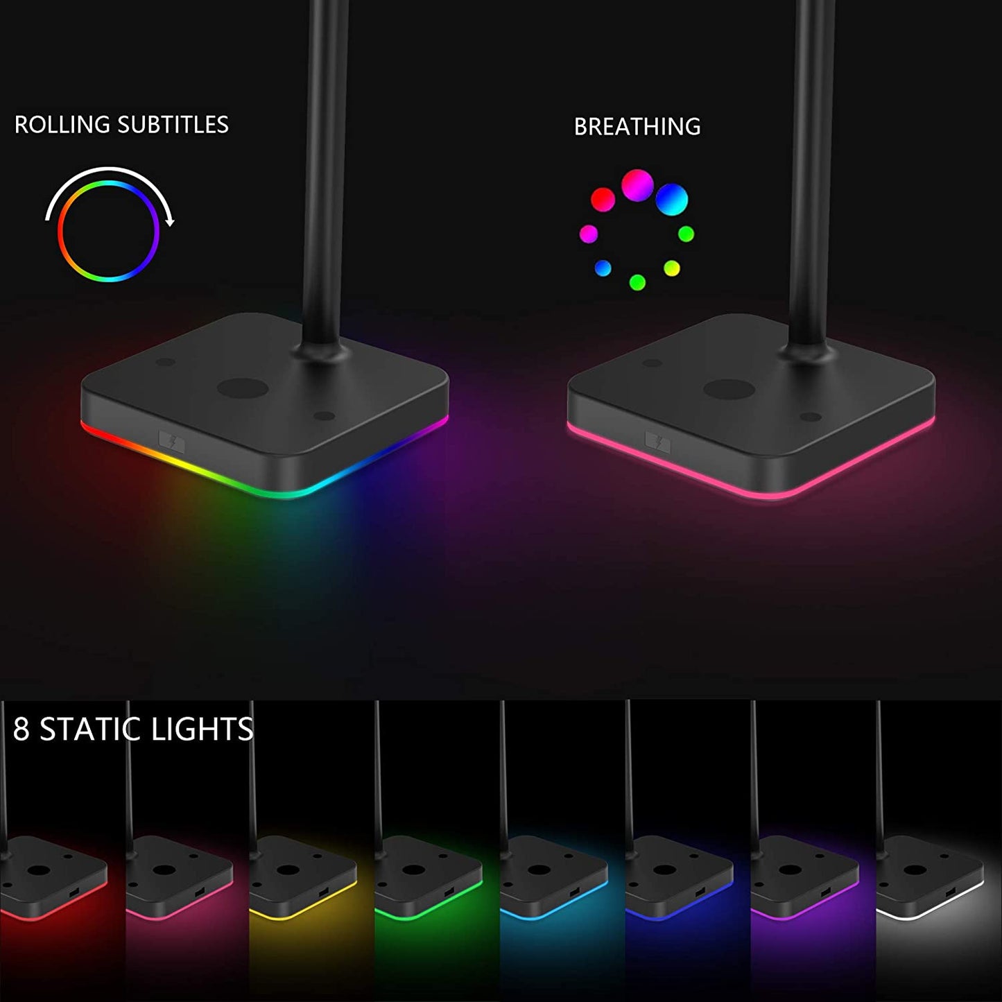 Headphone Stand w/ Wireless Charger Desk Gaming Headset Holder Hanger Rack & Charging Pad