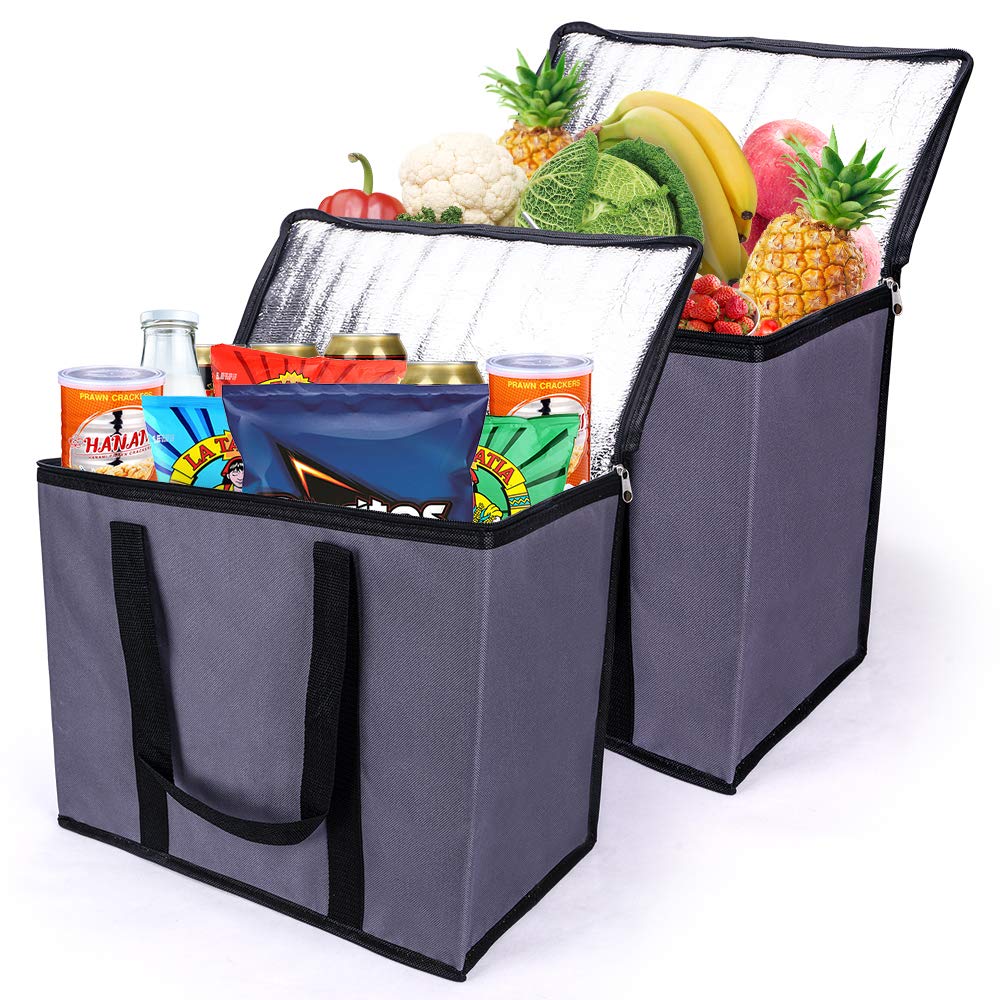 Reusable Grocery Bag w/ Zippered Top Extra Large - 2 Pack