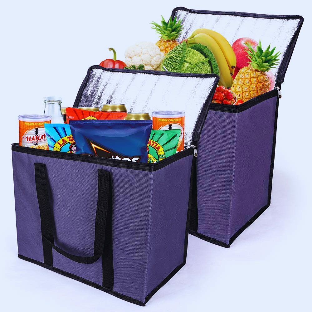 Reusable Grocery Bag w/ Zippered Top Extra Large - 2 Pack