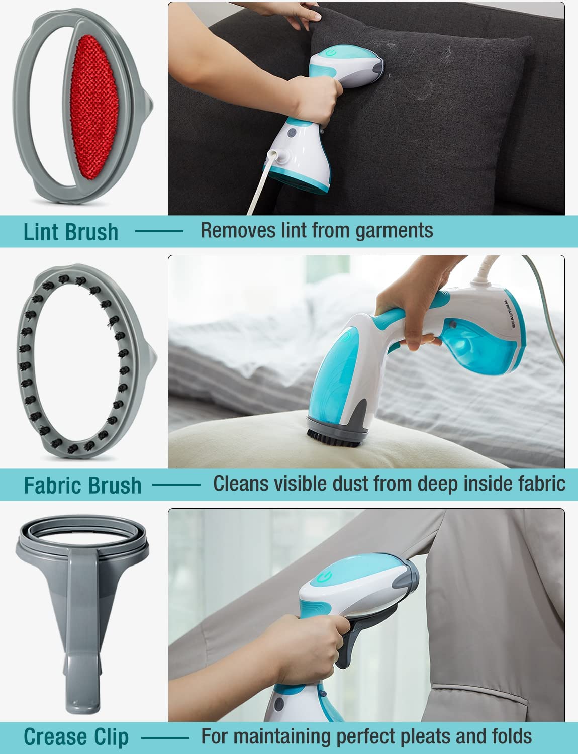 Portable Handheld Garment Steamer Wrinkles Remover w/ Detachable Water Tank