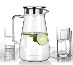 Glass Water Pitcher Borosilicate 52 ounces w/ Handle